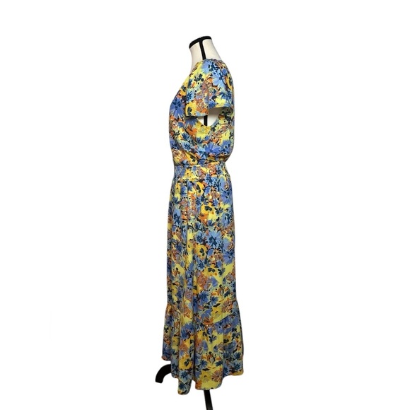 Collective concepts women’s size medium floral multicolor maxi dress lined - Picture 4 of 11